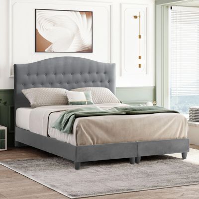 HM638.10 MALENA bed, grey velvet, 150x200