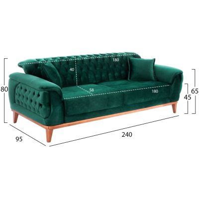 HM11746.13,BENNINGTON 3-pcs livingroom set, cypress green velvet