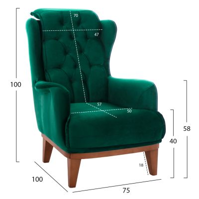 HM11746.13,BENNINGTON 3-pcs livingroom set, cypress green velvet