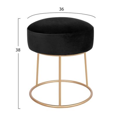 Табуретка Karlo HM8411.04 Черна с кадифе със златна основа ''36x38 h cm