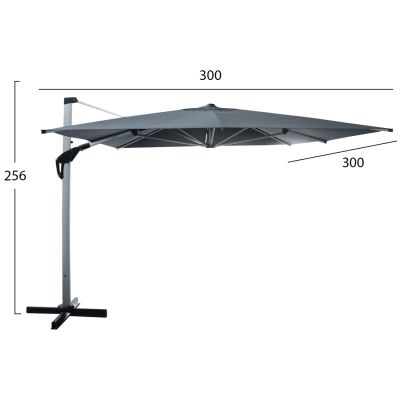 PROFESSIONAL UMBRELLA JAVANTE HM6622.01 ANODIZED ALUMINUM IN SILVER--GREY SHADE 3x3x2.56Hm