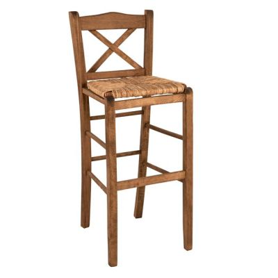 Traditional Stool Walnut with straw HM10375.01