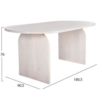 DINING TABLE OVAL HONKY HM9690 SOLID MANGO WOOD IN WHITE 180,5x90,5x76Hcm.