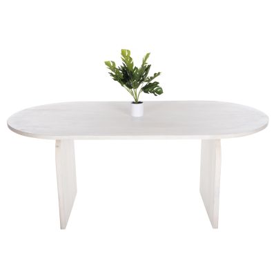DINING TABLE OVAL HONKY HM9690 SOLID MANGO WOOD IN WHITE 180,5x90,5x76Hcm.