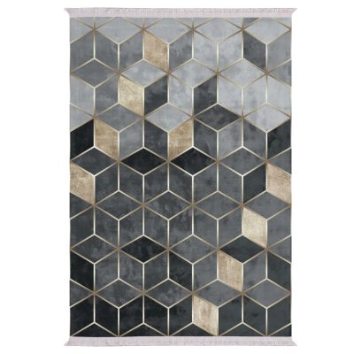 LIVING ROOM CARPET WITH FRINGES JOSIANE GREY-GOLD HM7723.18 180X280