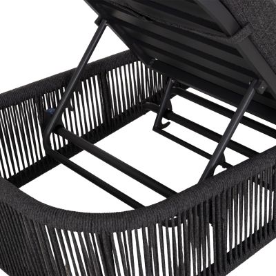 SUNBED XANTION HM6475.01 ALUMINUM-ROPE-OLEFIN FABRIC IN DARK GREY 75x210x92Hcm.