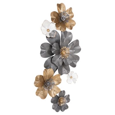WALL DECOR HM4214 METAL IN WHITE-GREY-GOLD 51x7,5x120cm.