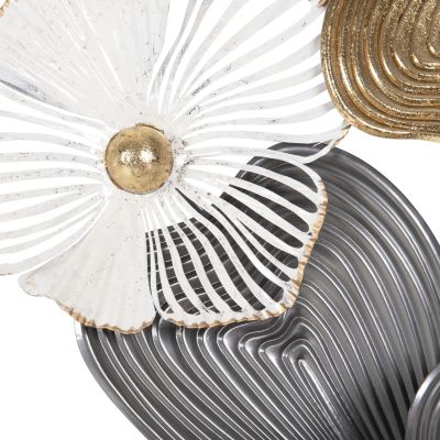 WALL DECOR HM4214 METAL IN WHITE-GREY-GOLD 51x7,5x120cm.