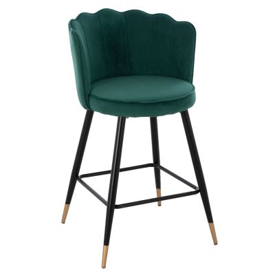 MEDIUM HEIGHT STOOL HM8736.03 VELVET GREEN METAL FRAME 50x50x90 cm.