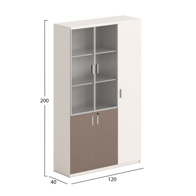 Офис библиотека 120x40 см NEWLINE - цвят кремаво бял-светло кафяв