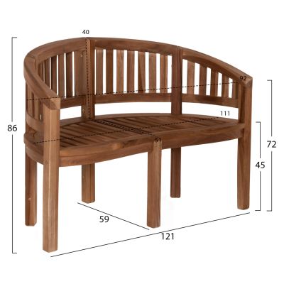 ПЕЙКА 2-МЕСТНА CAPO HM9538 ТИКОВО ДЪРВО В ЕСТЕСТВЕН ЦВЯТ 121X59X86Hcm.