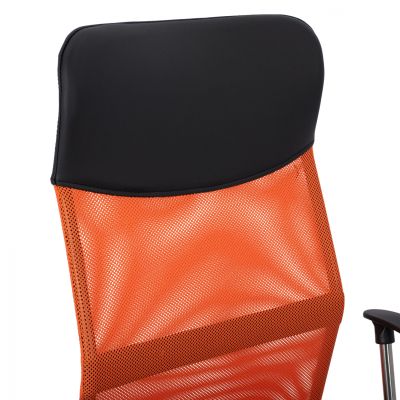 Офис стол HM1000.02 Black Orange Mesh хромиран крак 61x58x118