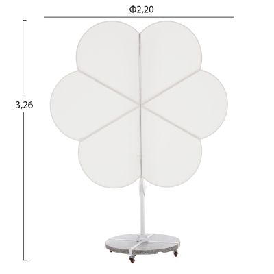 UMBRELLA WITH GROUND BASE SERIES CANNOPY (flower) HM21286.02 ALUMINUM & GRANITE--WHITE COLOR 2.38x2.2m