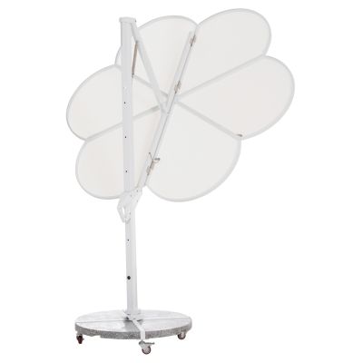 UMBRELLA WITH GROUND BASE SERIES CANNOPY (flower) HM21286.02 ALUMINUM & GRANITE--WHITE COLOR 2.38x2.2m