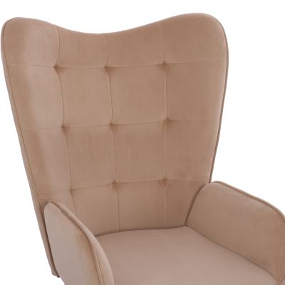 HM8918.11 armchair CRAWLEY, beige velvet, footstool, 70x57x103