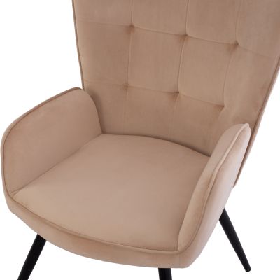 HM8918.11 armchair CRAWLEY, beige velvet, footstool, 70x57x103