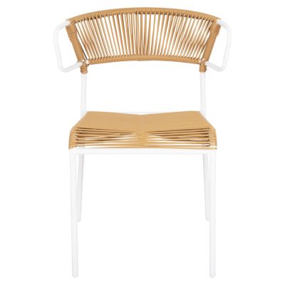 СТОЛ SUKI - МЕТАЛ В БЯЛО И СИНТЕТИЧЕН РАТАН В ЕСТЕСТВЕН ЦВЯТ 54x62x80Hcm.