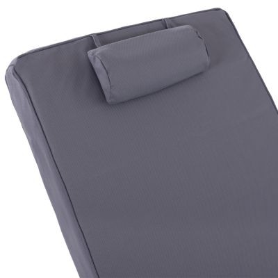 BEACH LOUNGER WITH CUSHION KORINOS HM10777.30T PINE WOOD--TEXTILENE COVER IN GREY 79x204x80Hcm.