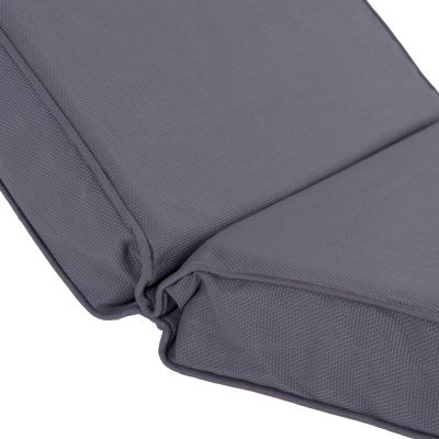 BEACH LOUNGER WITH CUSHION KORINOS HM10777.30T PINE WOOD--TEXTILENE COVER IN GREY 79x204x80Hcm.