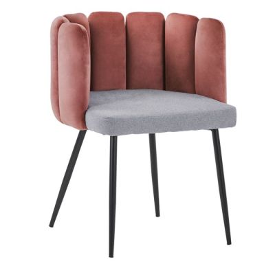 ARMCHAIR VELVET DUSTY PINK AND FABRIC GRAY HM8547.01 63x56x76,5Υ cm.