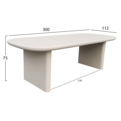 DINING TABLE AZAMI HM6601.02 BEIGE FIBER CEMENT 300x112x75Hcm