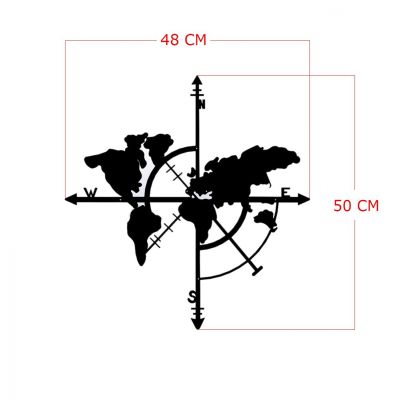 WALL DECORATION 100% METALLIC BLACK WOLD MAP 48X50 HM7214