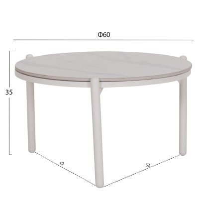 OUTDOOR LOUNGE SET 5PCS MEMFIS HM6470.03 ALUMINUM-ROPE-CERAMIC TOP--WHITE