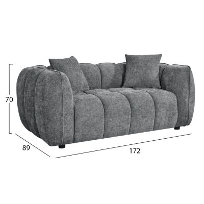 SOFA 2-SEATER LYKKE HM3324.01 GREY FABRIC 172x89x70Hcm.