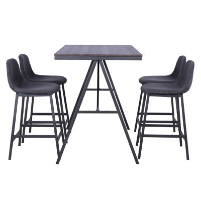 Set 5 pieces Stand with Stool medium height with dark grey HM8578