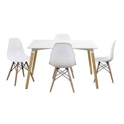 Set dining table 5 pieces Table minimal 120x80- Twist White HM10080.01