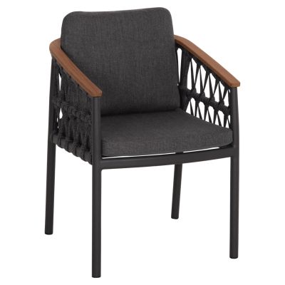 DINING CHAIR STREAM HM6427.01 DARK GREY ALUMINUM-STRAP ROPE & OLEFIN FABRIC 59x63x85Hcm.