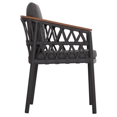 DINING CHAIR STREAM HM6427.01 DARK GREY ALUMINUM-STRAP ROPE & OLEFIN FABRIC 59x63x85Hcm.