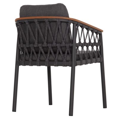 DINING CHAIR STREAM HM6427.01 DARK GREY ALUMINUM-STRAP ROPE & OLEFIN FABRIC 59x63x85Hcm.