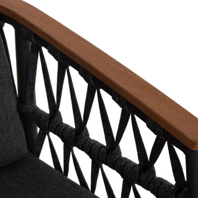 DINING CHAIR STREAM HM6427.01 DARK GREY ALUMINUM-STRAP ROPE & OLEFIN FABRIC 59x63x85Hcm.