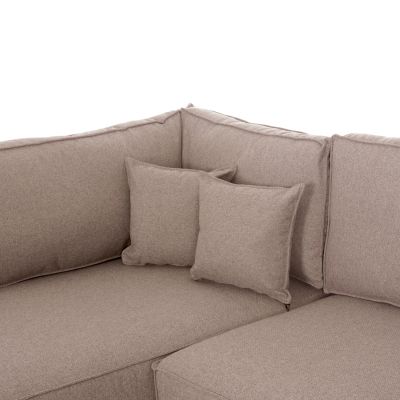 CORNER SOFA-BED WITH STORAGE SPACE SAFFIRA HM3303.03L BEIGE FABRIC 270x195x100Hcm.