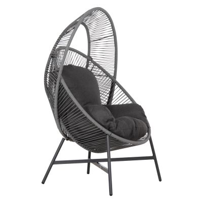 ARMCHAIR NEST-TYPE RULER HM6506.01 GREY STEEL-P.E.RATTAN-CUSHIONS 90x85x154Hcm