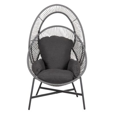 ARMCHAIR NEST-TYPE RULER HM6506.01 GREY STEEL-P.E.RATTAN-CUSHIONS 90x85x154Hcm