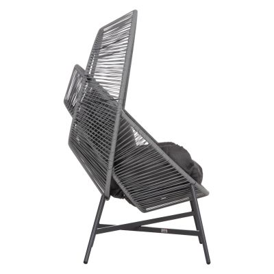 ARMCHAIR NEST-TYPE RULER HM6506.01 GREY STEEL-P.E.RATTAN-CUSHIONS 90x85x154Hcm