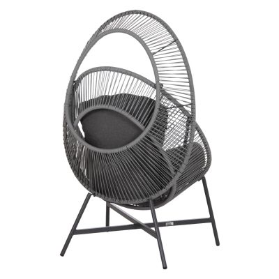 ARMCHAIR NEST-TYPE RULER HM6506.01 GREY STEEL-P.E.RATTAN-CUSHIONS 90x85x154Hcm