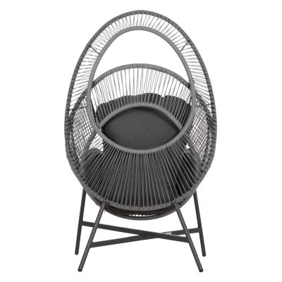 ARMCHAIR NEST-TYPE RULER HM6506.01 GREY STEEL-P.E.RATTAN-CUSHIONS 90x85x154Hcm