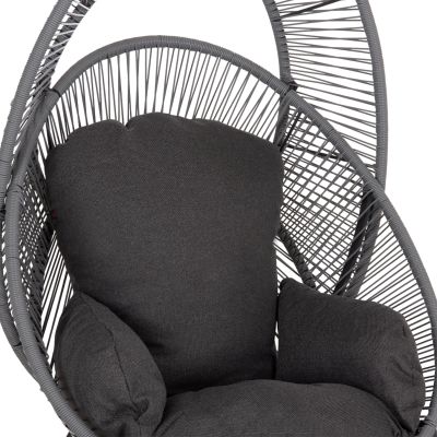 ARMCHAIR NEST-TYPE RULER HM6506.01 GREY STEEL-P.E.RATTAN-CUSHIONS 90x85x154Hcm