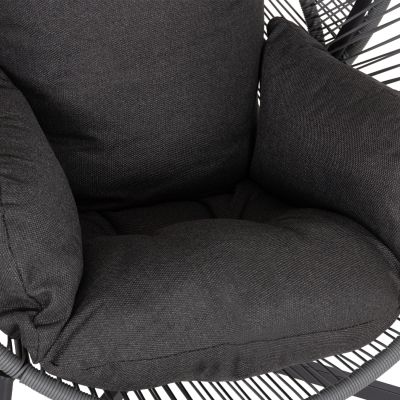 ARMCHAIR NEST-TYPE RULER HM6506.01 GREY STEEL-P.E.RATTAN-CUSHIONS 90x85x154Hcm