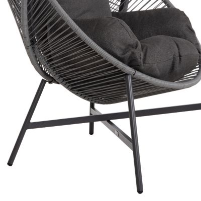 ARMCHAIR NEST-TYPE RULER HM6506.01 GREY STEEL-P.E.RATTAN-CUSHIONS 90x85x154Hcm