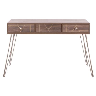 Console Kaitlyn HM8653 Walnut with Gold 120x55x79,5 cm.