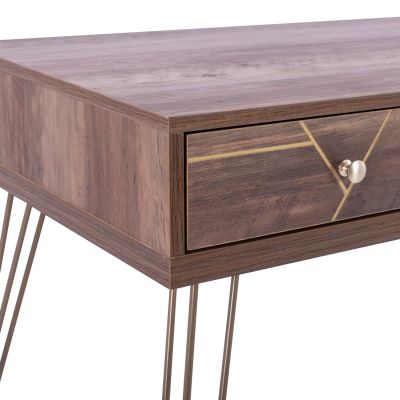 Console Kaitlyn HM8653 Walnut with Gold 120x55x79,5 cm.