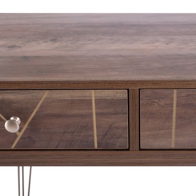 Console Kaitlyn HM8653 Walnut with Gold 120x55x79,5 cm.