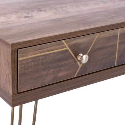 Console Kaitlyn HM8653 Walnut with Gold 120x55x79,5 cm.