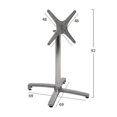 Алуминиева основа сгъваема хромирана 69x69x73-92см с кръст 48x48 HM459.03