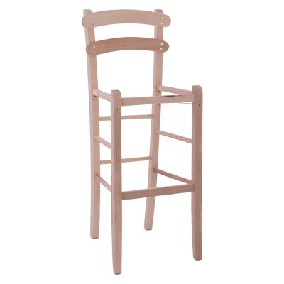 UNPAINTED WOODEN BAR STOOL HM5579.04, NO ARMS, HIGH