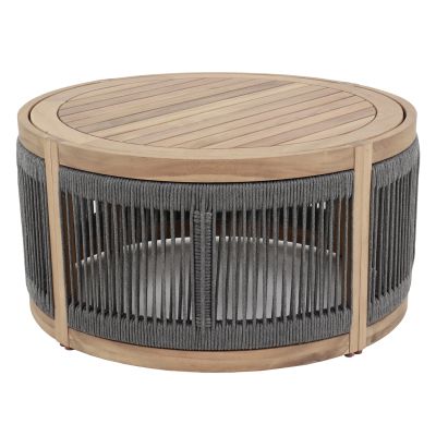 OUTDOOR ROUND COFFEE TABLE SERIES MORMONT HM6262.02 ACACIA WOOD IN NATURAL-GREY ROPE Φ60x40Hcm.